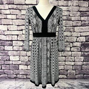 ECI Black & White 3/4 Sleeve Dress Size S
